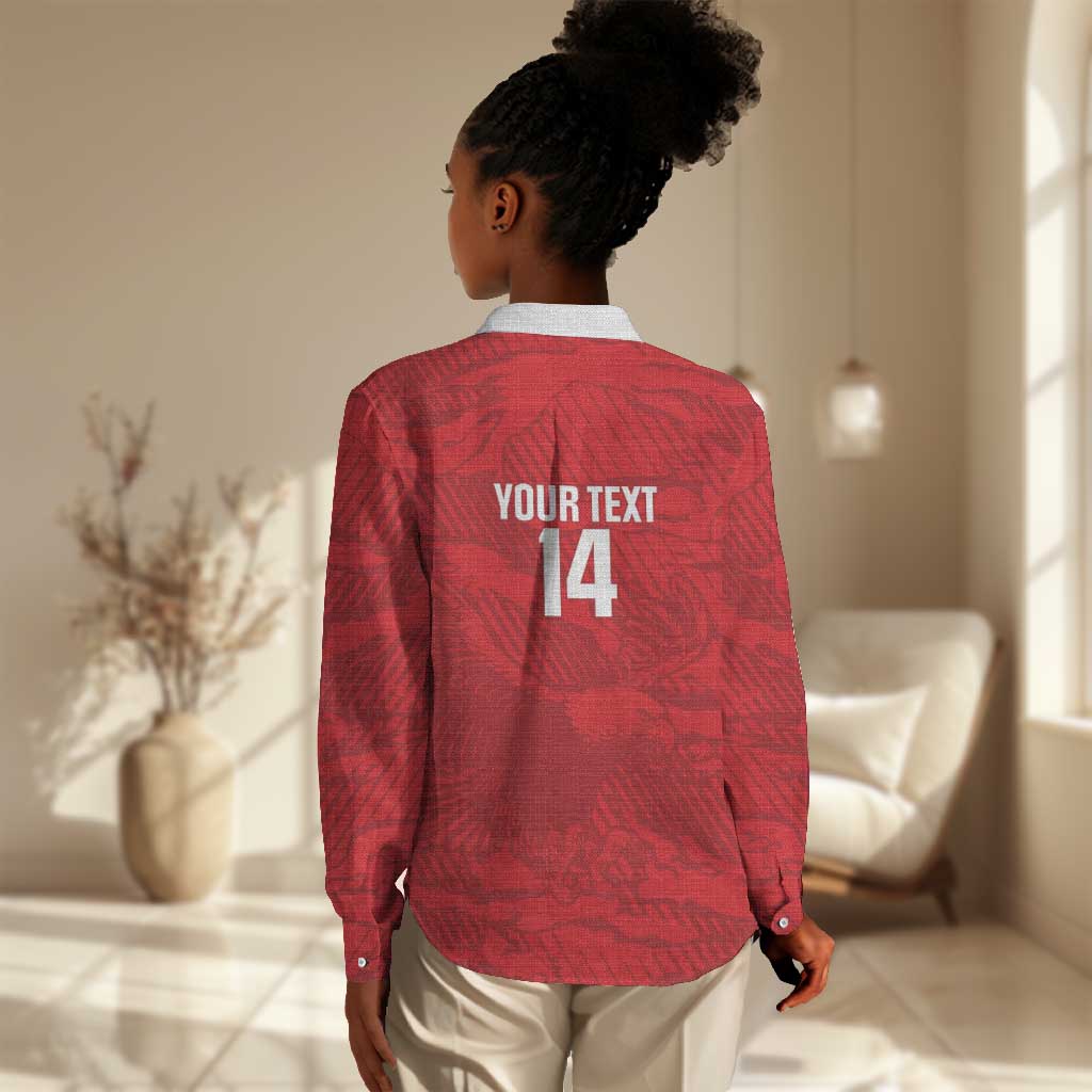 Custom Tunisia Football Women Casual Shirt 2026 Eagles of Carthage Red Grunge - Wonder Print Shop