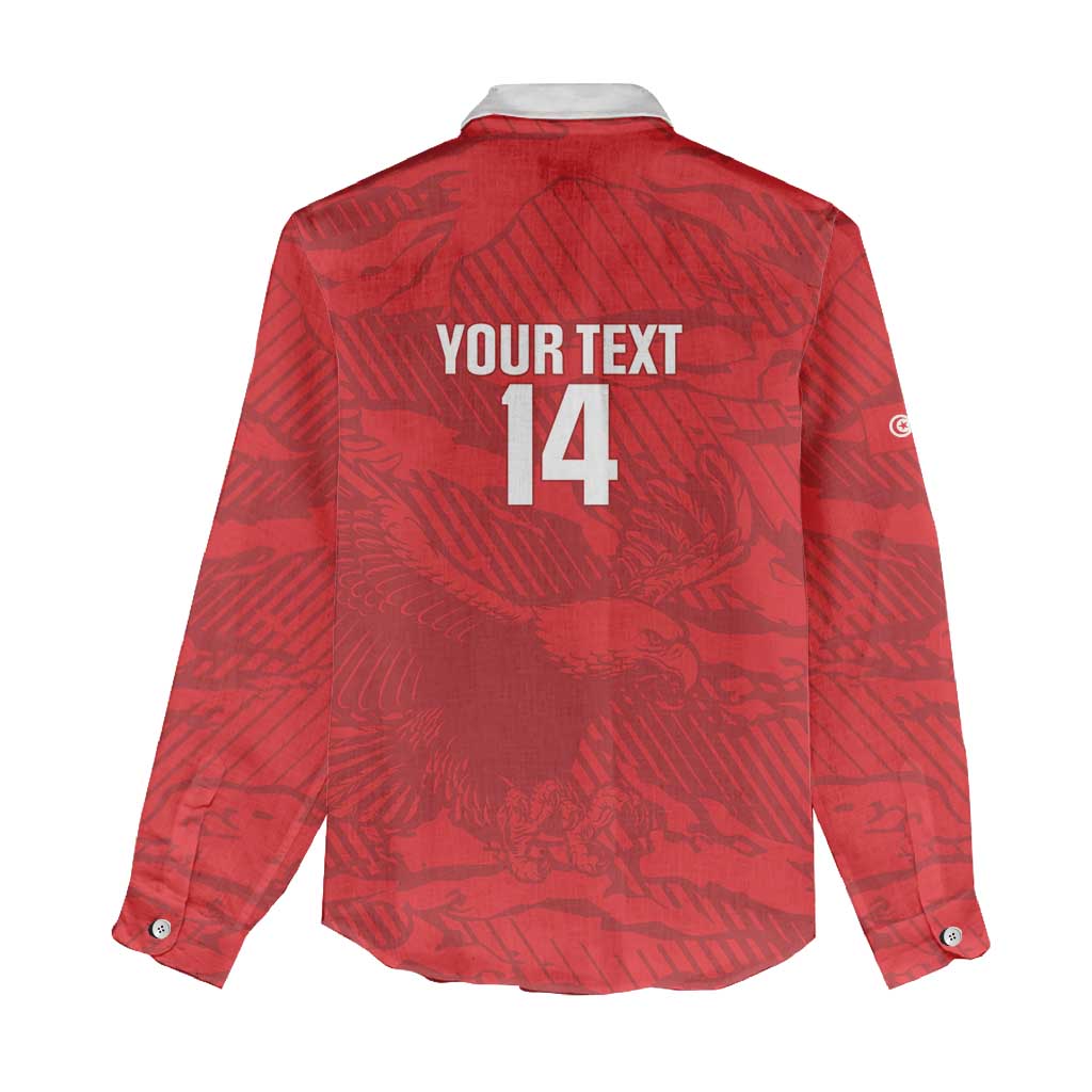 Custom Tunisia Football Women Casual Shirt 2026 Eagles of Carthage Red Grunge - Wonder Print Shop