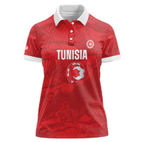 Custom Tunisia Football Women Polo Shirt 2026 Eagles of Carthage Red Grunge LT14