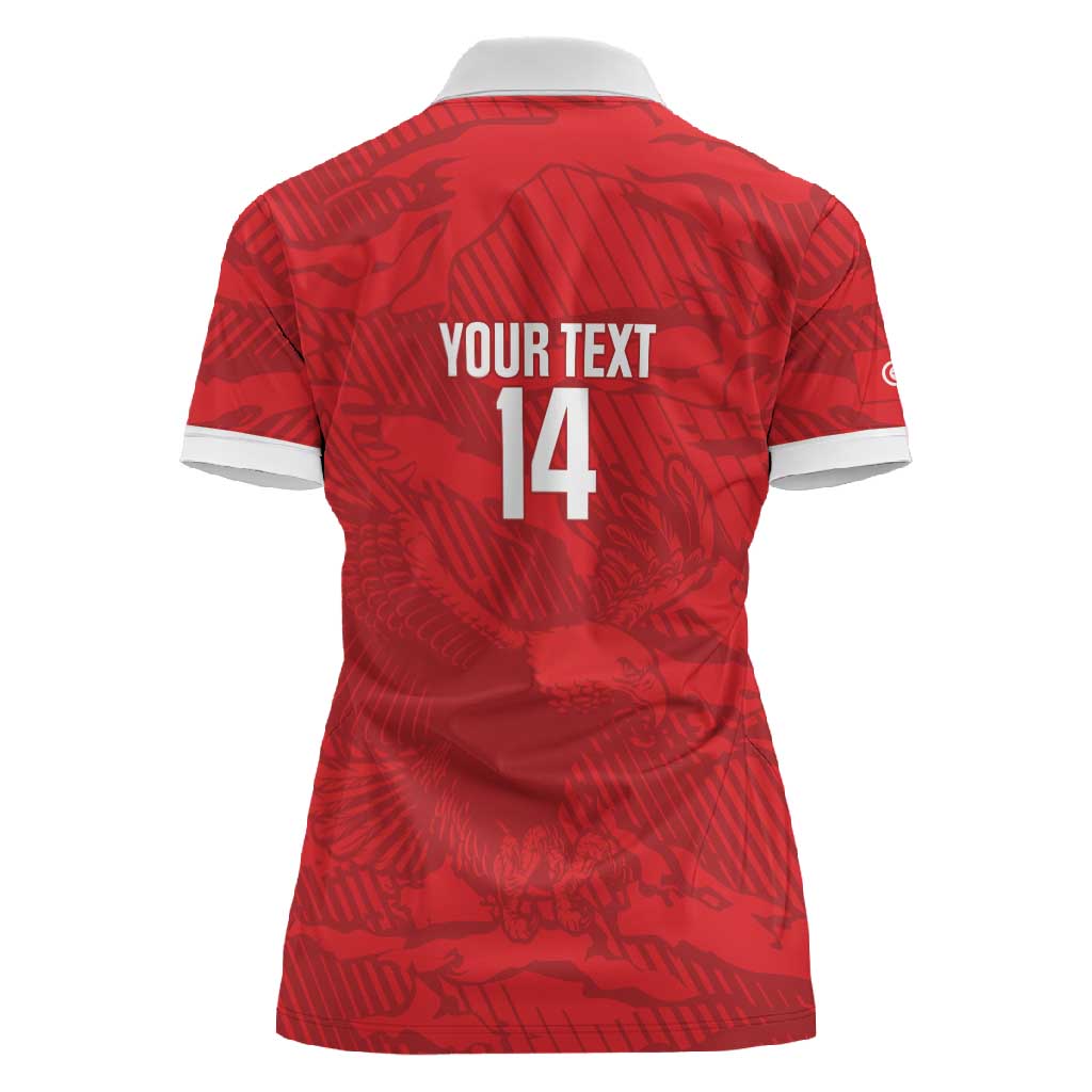 Custom Tunisia Football Women Polo Shirt 2026 Eagles of Carthage Red Grunge LT14