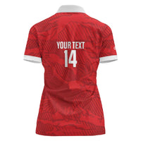 Custom Tunisia Football Women Polo Shirt 2026 Eagles of Carthage Red Grunge LT14
