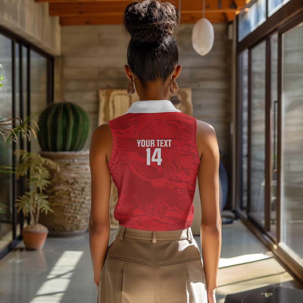 Custom Tunisia Football Women Sleeveless Polo Shirt 2026 Eagles of Carthage Red Grunge - Wonder Print Shop