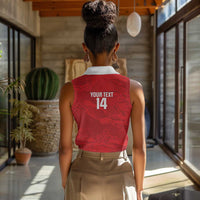 Custom Tunisia Football Women Sleeveless Polo Shirt 2026 Eagles of Carthage Red Grunge - Wonder Print Shop