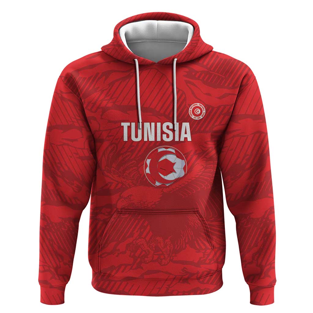 Custom Tunisia Football Zip Hoodie 2026 Eagles of Carthage Red Grunge - Wonder Print Shop