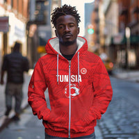 Custom Tunisia Football Zip Hoodie 2026 Eagles of Carthage Red Grunge - Wonder Print Shop