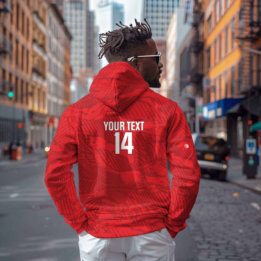 Custom Tunisia Football Zip Hoodie 2026 Eagles of Carthage Red Grunge - Wonder Print Shop