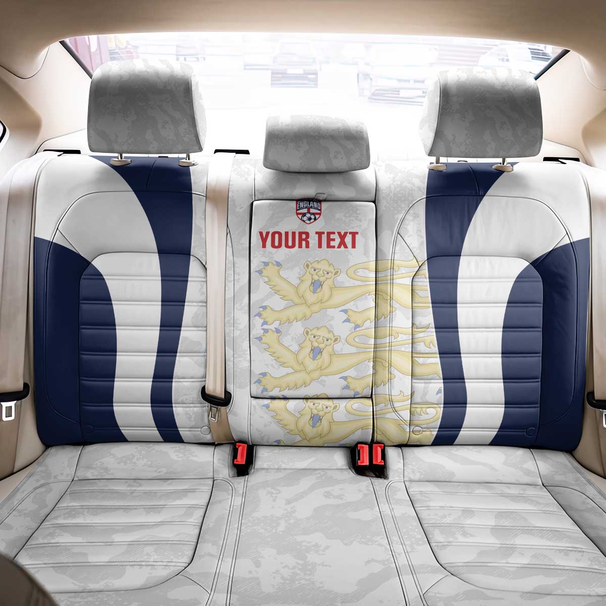 Custom England 2026 Football Back Car Seat Cover Go Three Lions Grunge Style - Wonder Print Shop