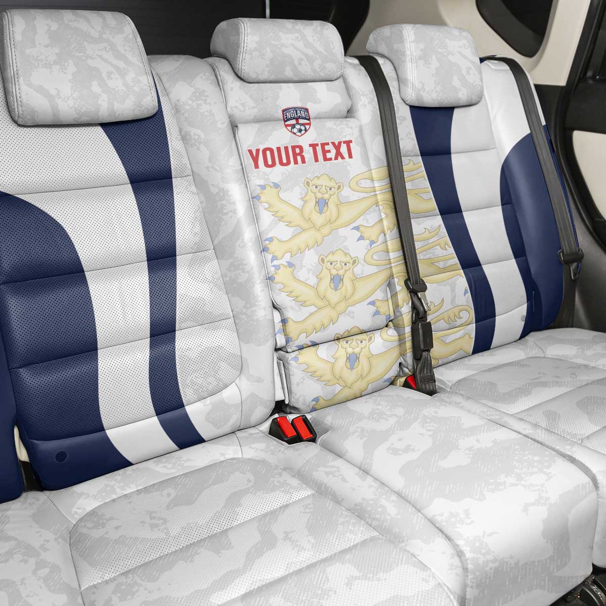 Custom England 2026 Football Back Car Seat Cover Go Three Lions Grunge Style - Wonder Print Shop