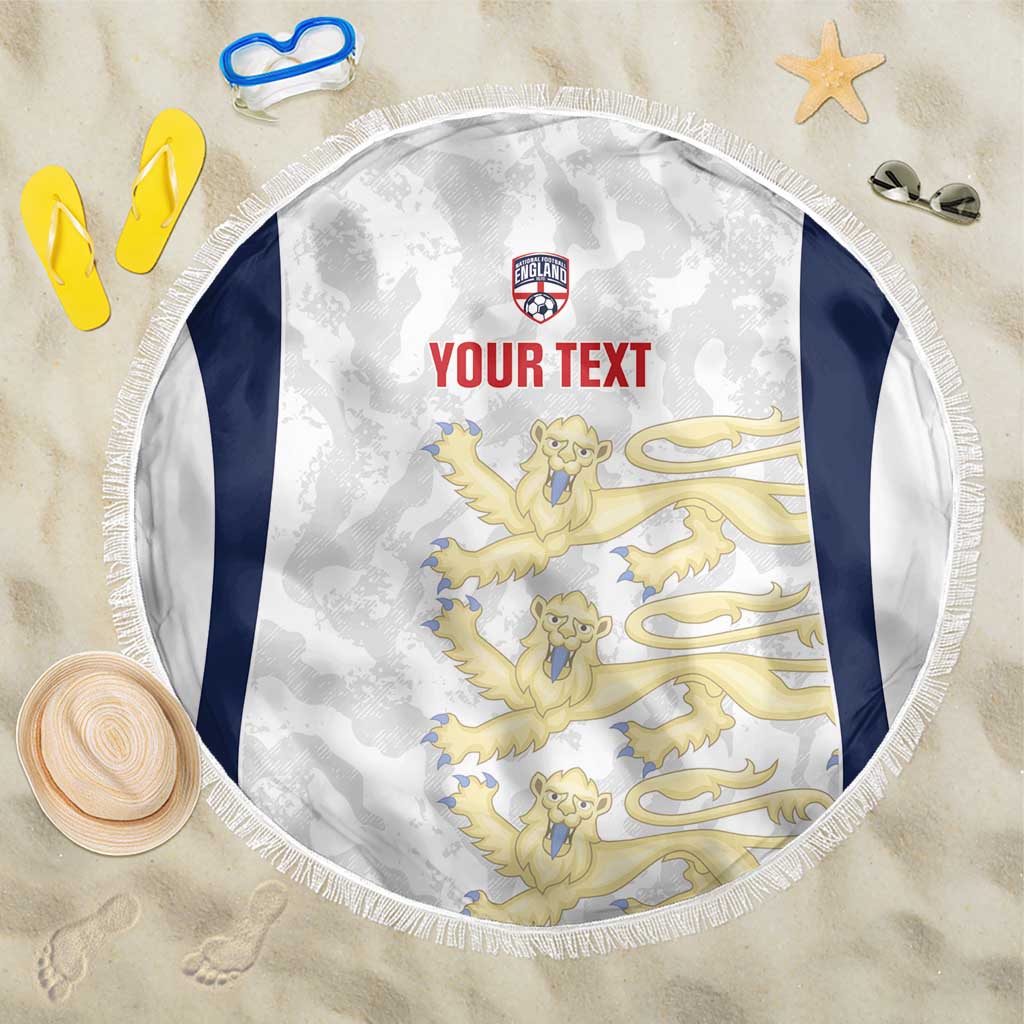 Custom England 2026 Football Beach Blanket Go Three Lions Grunge Style - Wonder Print Shop