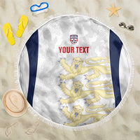 Custom England 2026 Football Beach Blanket Go Three Lions Grunge Style - Wonder Print Shop