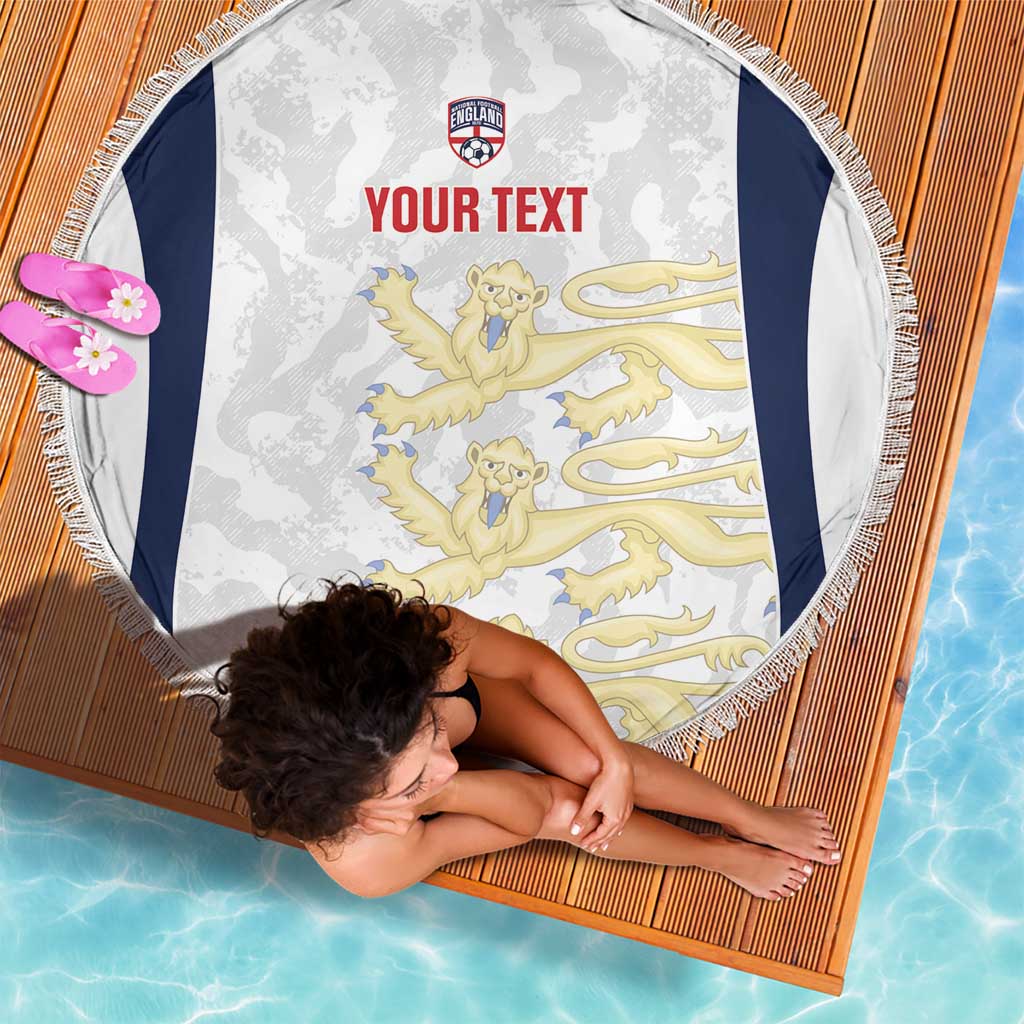 Custom England 2026 Football Beach Blanket Go Three Lions Grunge Style - Wonder Print Shop