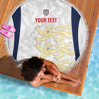 Custom England 2026 Football Beach Blanket Go Three Lions Grunge Style - Wonder Print Shop
