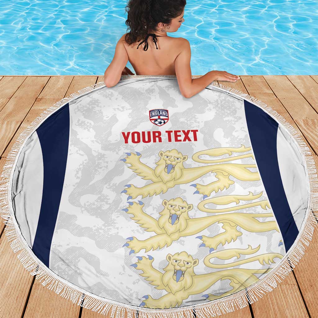 Custom England 2026 Football Beach Blanket Go Three Lions Grunge Style - Wonder Print Shop