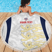 Custom England 2026 Football Beach Blanket Go Three Lions Grunge Style - Wonder Print Shop