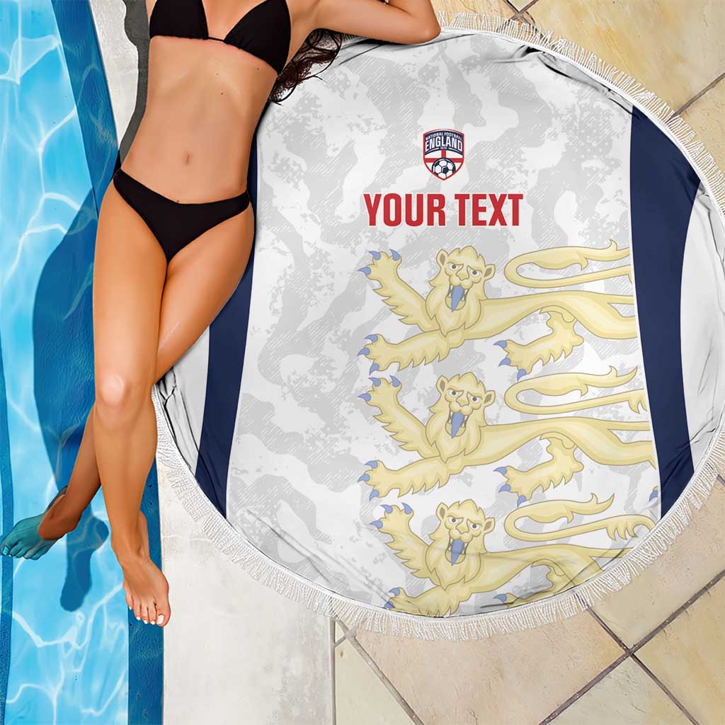 Custom England 2026 Football Beach Blanket Go Three Lions Grunge Style - Wonder Print Shop