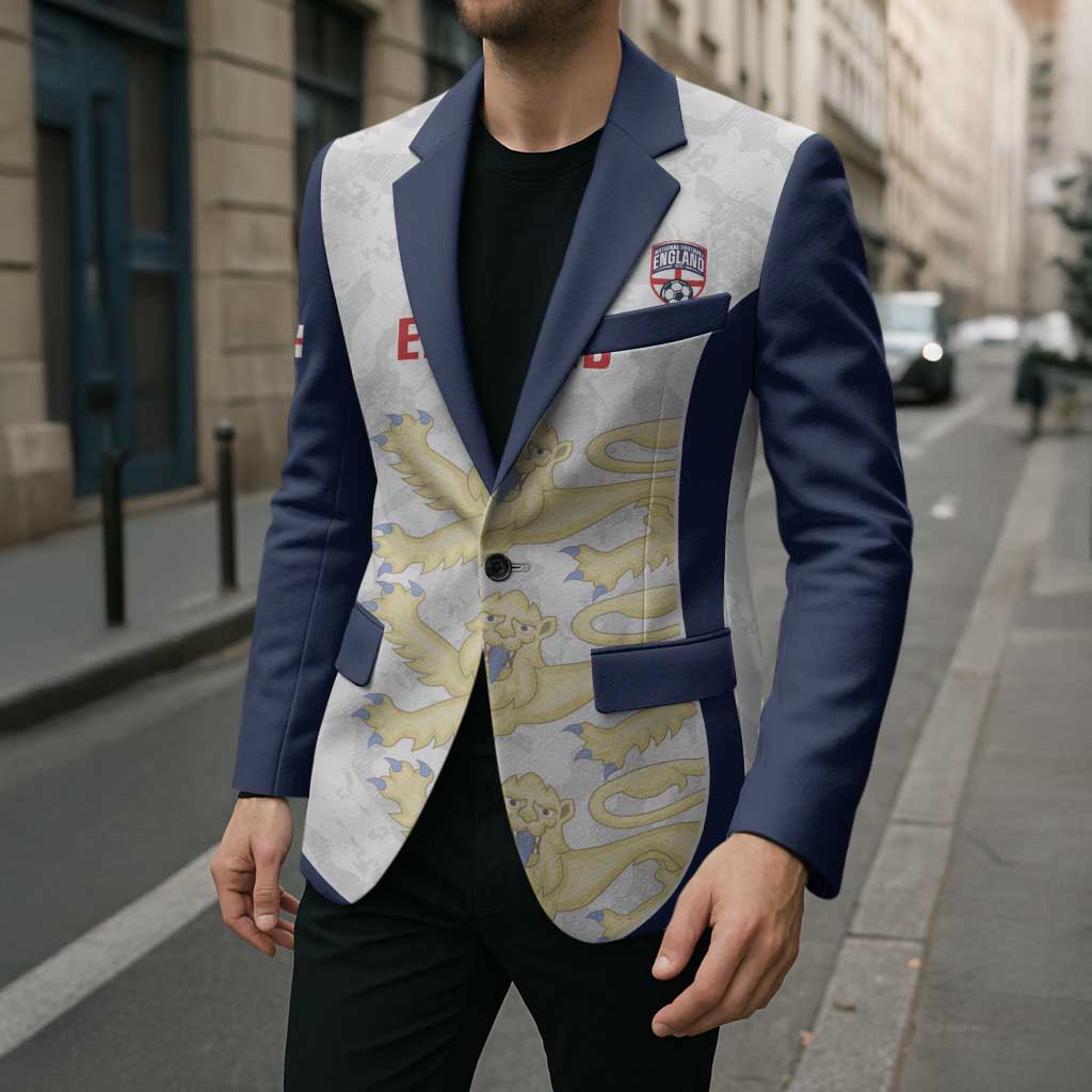 Custom England 2026 Football Blazer Go Three Lions Grunge Style - Wonder Print Shop