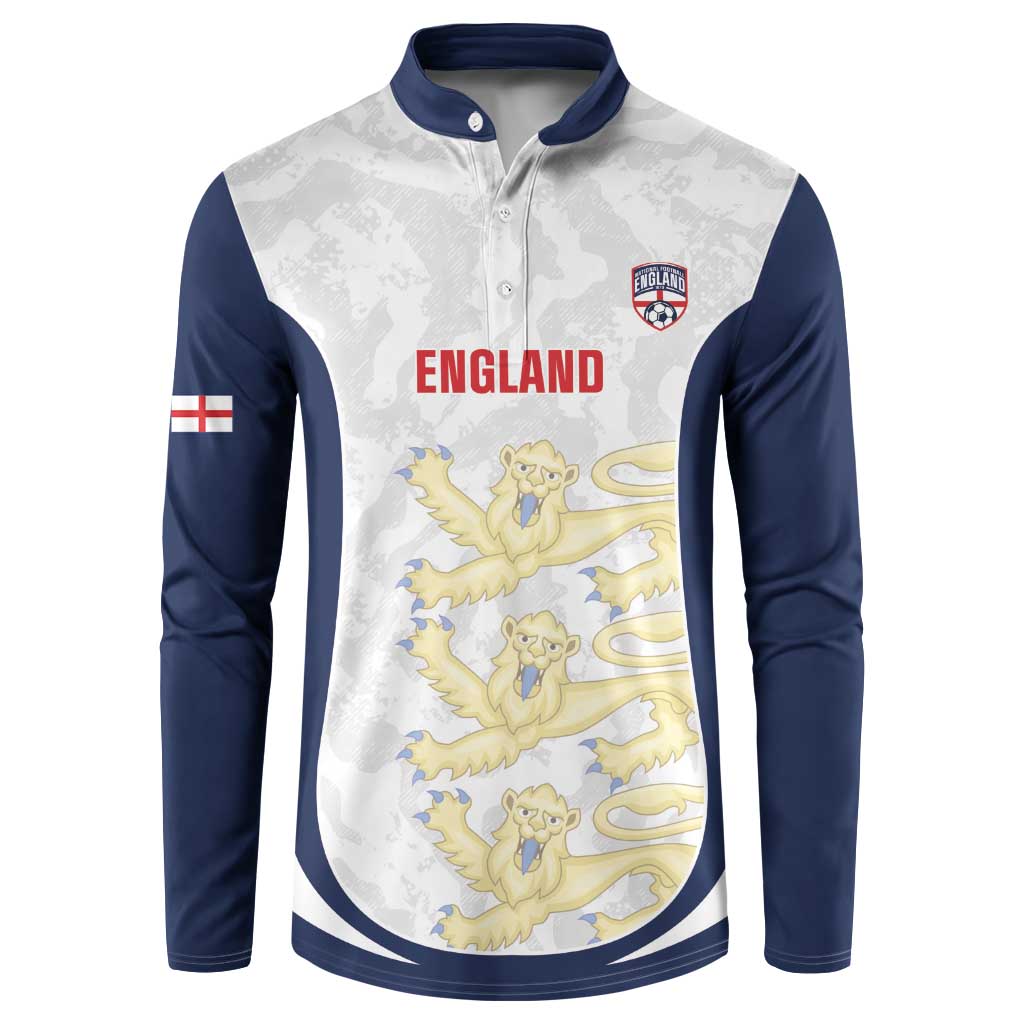 Custom England 2026 Football Button Sweatshirt Go Three Lions Grunge Style - Wonder Print Shop