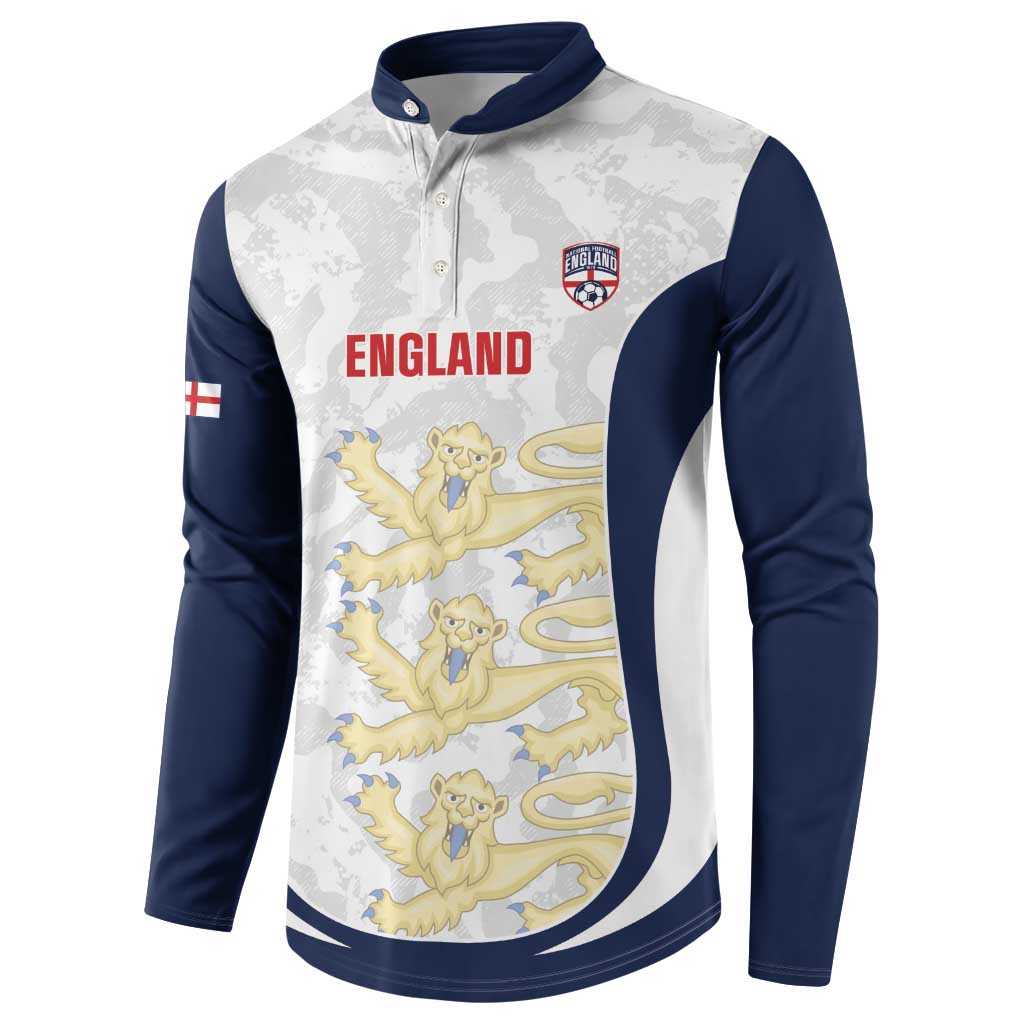 Custom England 2026 Football Button Sweatshirt Go Three Lions Grunge Style - Wonder Print Shop