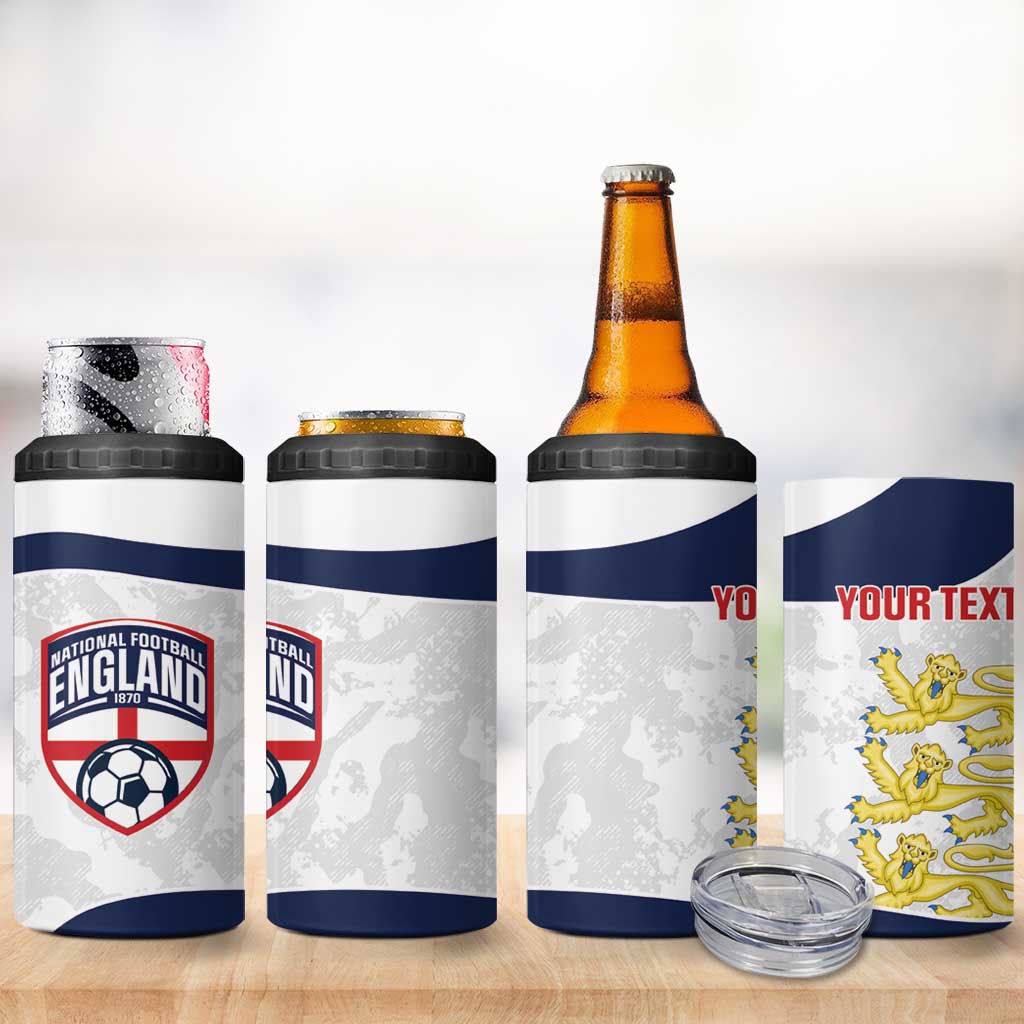 Custom England 2026 Football 4 in 1 Can Cooler Tumbler Go Three Lions Grunge Style - Wonder Print Shop