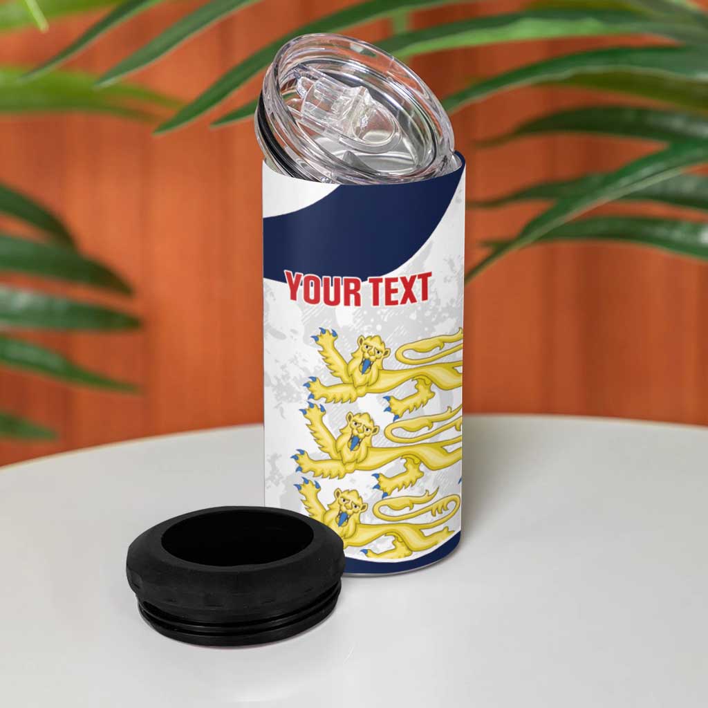 Custom England 2026 Football 4 in 1 Can Cooler Tumbler Go Three Lions Grunge Style - Wonder Print Shop