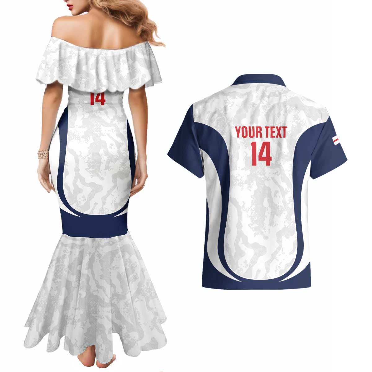 Custom England 2026 Football Couples Matching Mermaid Dress and Hawaiian Shirt Go Three Lions Grunge Style - Wonder Print Shop