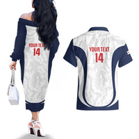 Custom England 2026 Football Couples Matching Off The Shoulder Long Sleeve Dress and Hawaiian Shirt Go Three Lions Grunge Style - Wonder Print Shop