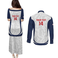 Custom England 2026 Football Couples Matching Puletasi and Long Sleeve Button Shirt Go Three Lions Grunge Style - Wonder Print Shop