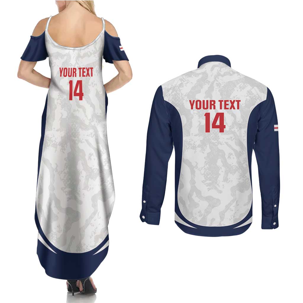 Custom England 2026 Football Couples Matching Summer Maxi Dress and Long Sleeve Button Shirt Go Three Lions Grunge Style - Wonder Print Shop
