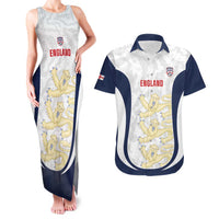 Custom England 2026 Football Couples Matching Tank Maxi Dress and Hawaiian Shirt Go Three Lions Grunge Style - Wonder Print Shop
