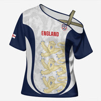 Custom England 2026 Football Cross Shoulder Shirt Go Three Lions Grunge Style - Wonder Print Shop