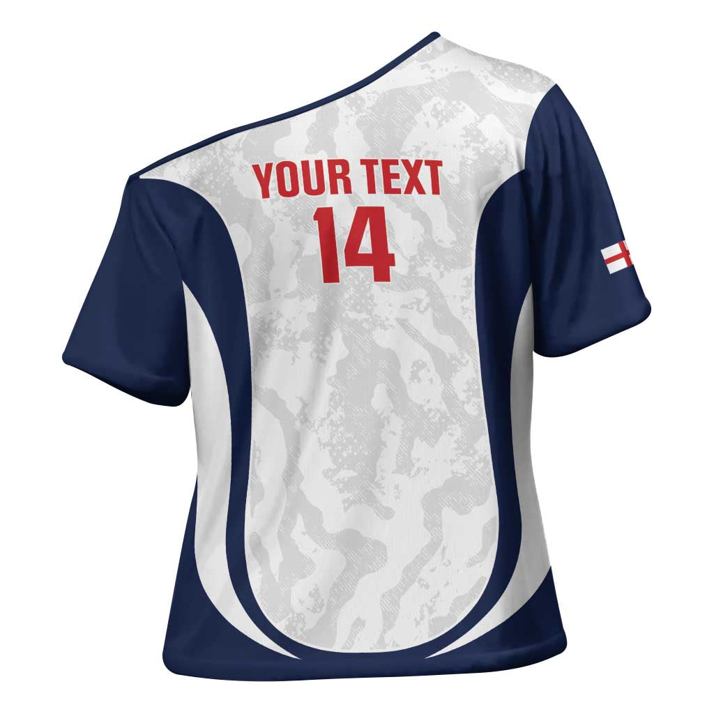 Custom England 2026 Football Cross Shoulder Shirt Go Three Lions Grunge Style - Wonder Print Shop