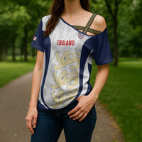 Custom England 2026 Football Cross Shoulder Shirt Go Three Lions Grunge Style - Wonder Print Shop