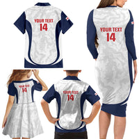 Custom England 2026 Football Family Matching Long Sleeve Bodycon Dress and Hawaiian Shirt Go Three Lions Grunge Style - Wonder Print Shop