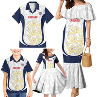 Custom England 2026 Football Family Matching Mermaid Dress and Hawaiian Shirt Go Three Lions Grunge Style - Wonder Print Shop