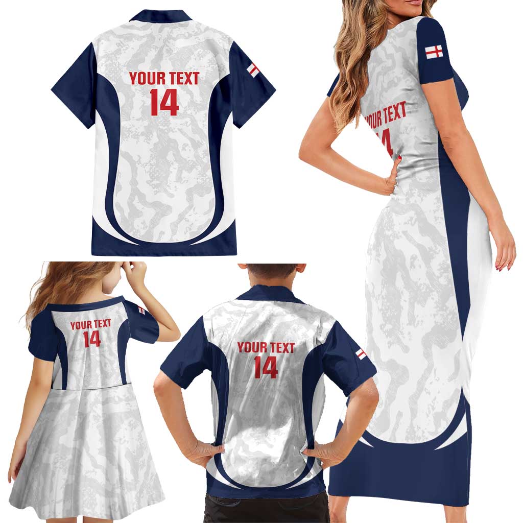 Custom England 2026 Football Family Matching Short Sleeve Bodycon Dress and Hawaiian Shirt Go Three Lions Grunge Style - Wonder Print Shop