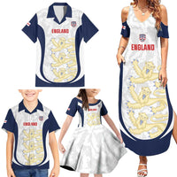 Custom England 2026 Football Family Matching Summer Maxi Dress and Hawaiian Shirt Go Three Lions Grunge Style - Wonder Print Shop
