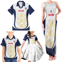 Custom England 2026 Football Family Matching Tank Maxi Dress and Hawaiian Shirt Go Three Lions Grunge Style - Wonder Print Shop