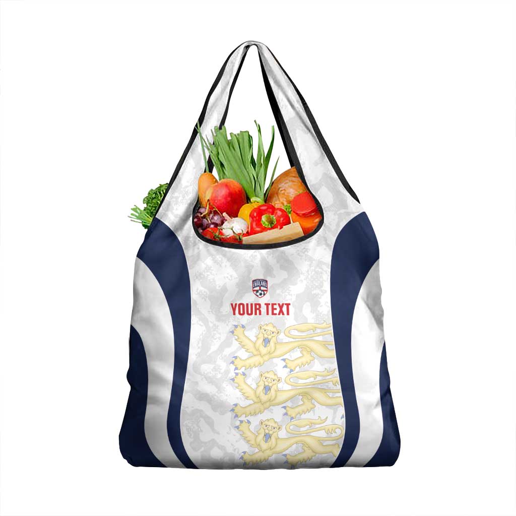 Custom England 2026 Football Grocery Bag Go Three Lions Grunge Style - Wonder Print Shop