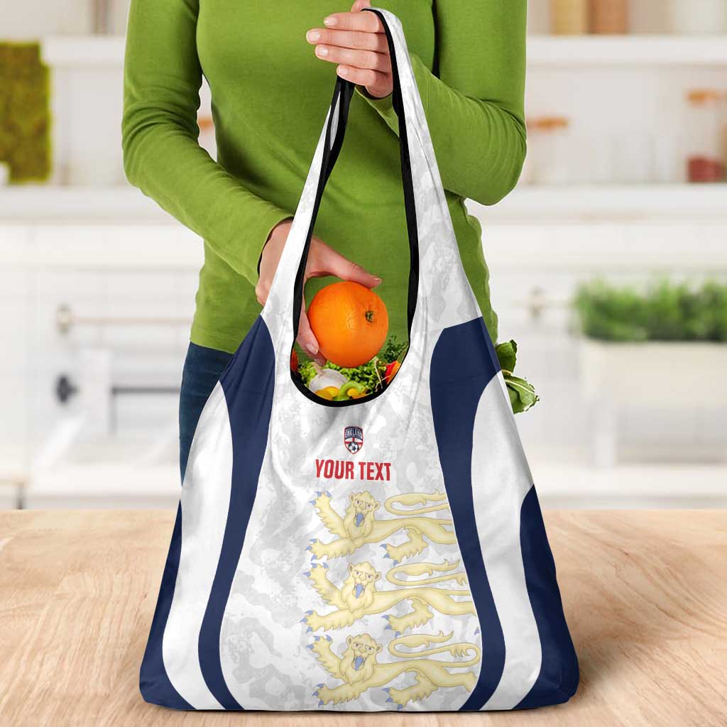 Custom England 2026 Football Grocery Bag Go Three Lions Grunge Style - Wonder Print Shop