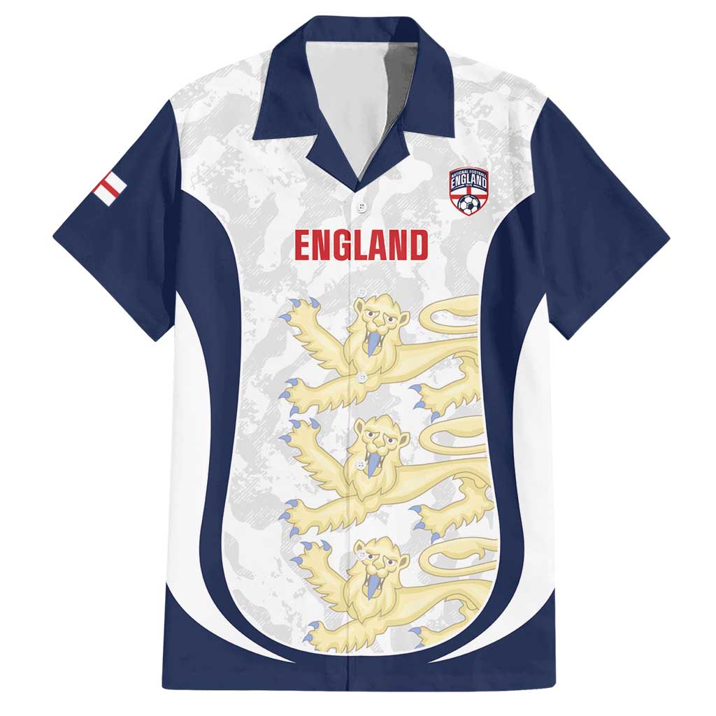 Custom England 2026 Football Hawaiian Shirt Go Three Lions Grunge Style - Wonder Print Shop