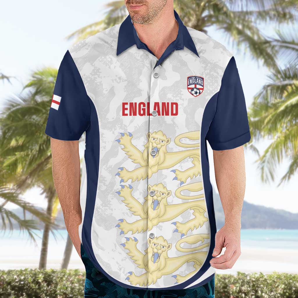 Custom England 2026 Football Hawaiian Shirt Go Three Lions Grunge Style - Wonder Print Shop
