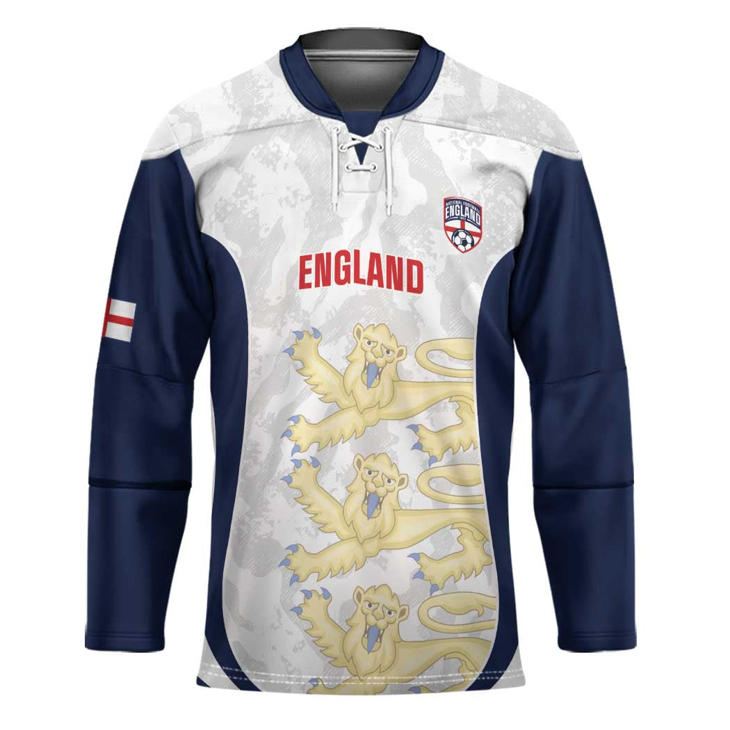 Custom England 2026 Football Hockey Jersey Go Three Lions Grunge Style - Wonder Print Shop
