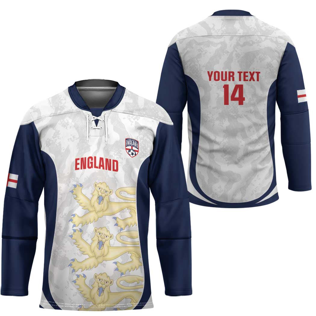 Custom England 2026 Football Hockey Jersey Go Three Lions Grunge Style - Wonder Print Shop