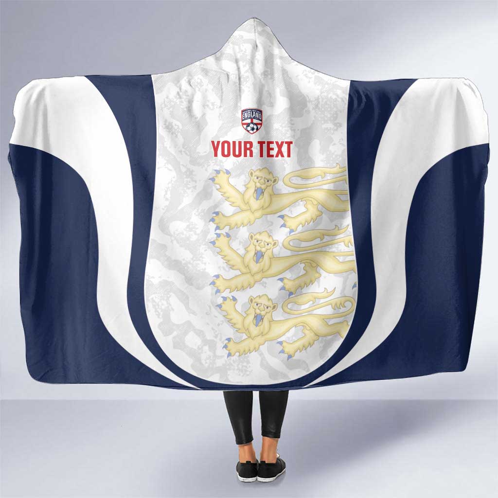 Custom England 2026 Football Hooded Blanket Go Three Lions Grunge Style - Wonder Print Shop