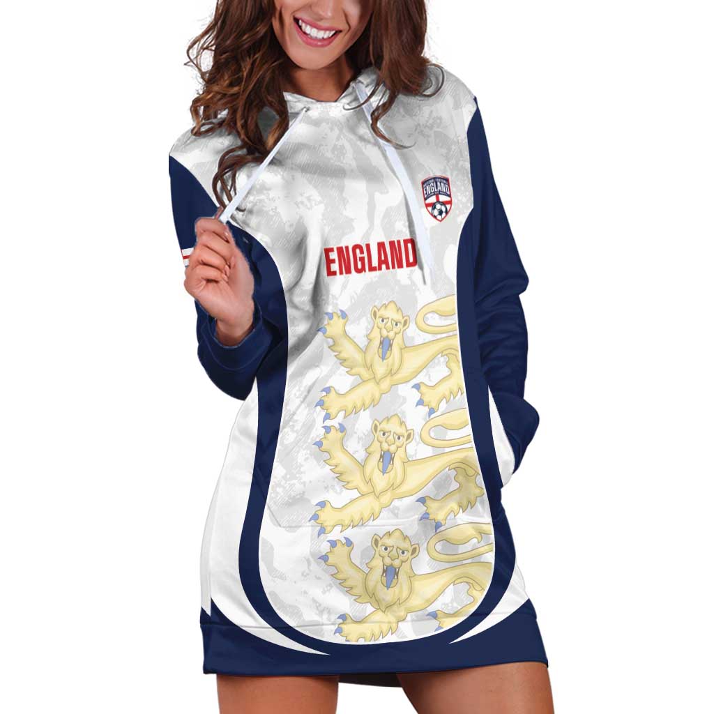 Custom England 2026 Football Hoodie Dress Go Three Lions Grunge Style - Wonder Print Shop