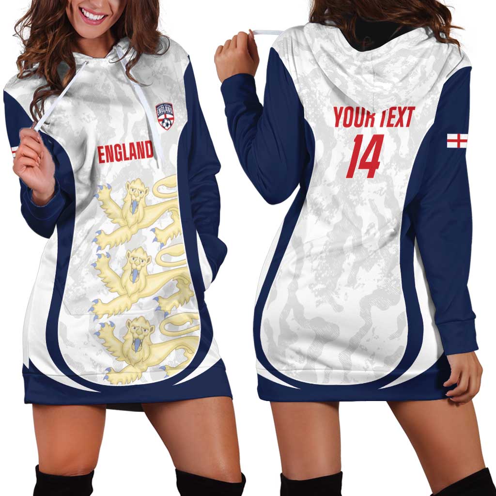 Custom England 2026 Football Hoodie Dress Go Three Lions Grunge Style - Wonder Print Shop