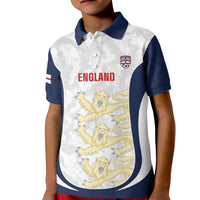Custom England 2026 Football Kid Polo Shirt Go Three Lions Grunge Style - Wonder Print Shop