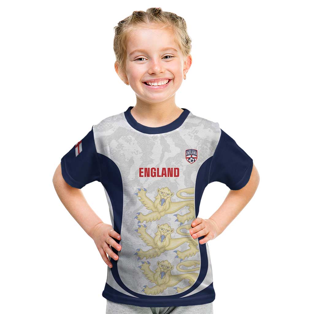 Custom England 2026 Football Kid T Shirt Go Three Lions Grunge Style - Wonder Print Shop