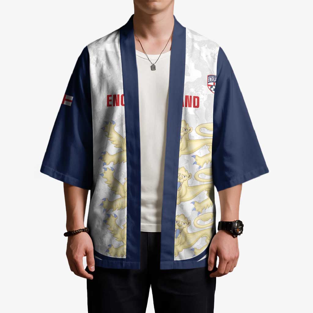 Custom England 2026 Football Kimono Go Three Lions Grunge Style - Wonder Print Shop