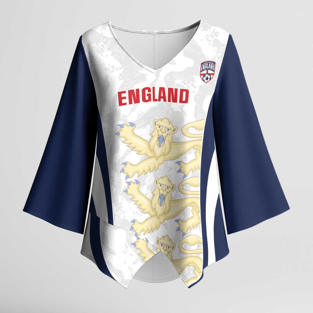 Custom England 2026 Football Kimono Sleeve Blouse Go Three Lions Grunge Style - Wonder Print Shop